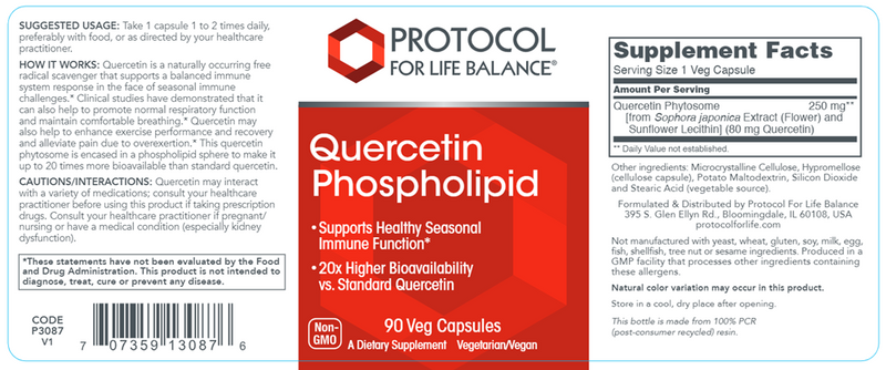 Quercetin Phospholipid Protocol for Life Balance Label