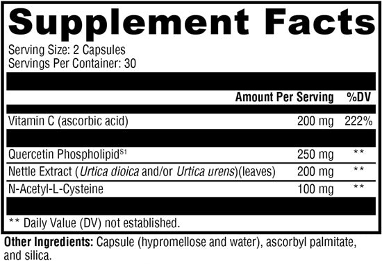 Quercetin 20× Plus (Xymogen) supplement facts