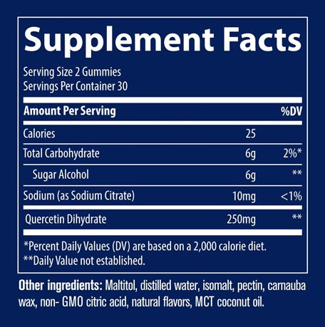 quercetin gummies (trace minerals research) supplement facts