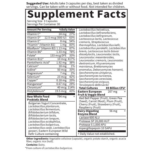 raw probiotics men garden of life supplement facts