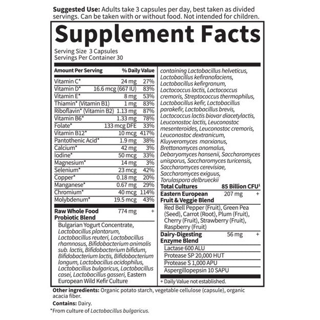 raw probiotics women 50 & wiser garden of life supplement facts