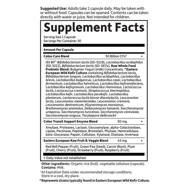 raw probiotics colon care shelf stable garden of life supplement facts