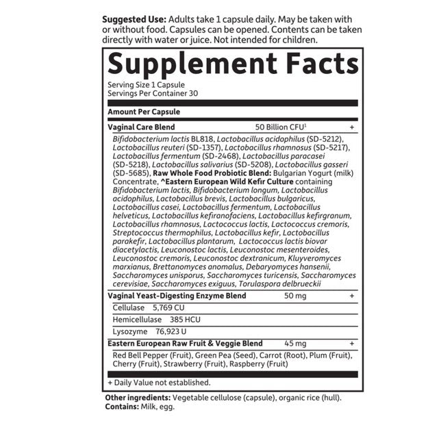 raw probiotics vaginal care shelf stable garden of life supplement facts