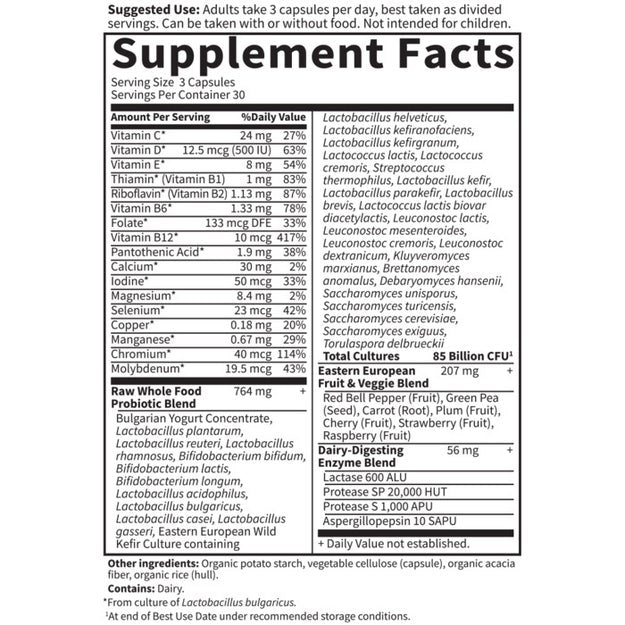 raw probiotics women garden of life supplement facts