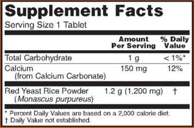 BACKORDER ONLY - Red Yeast Rice 1200 mg - 60 Tablets