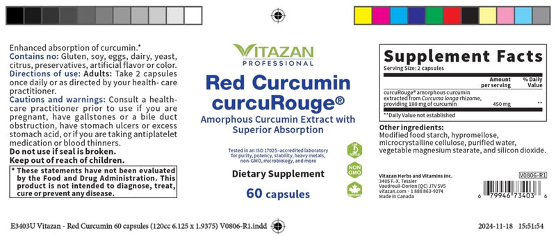 Red Curcumin curcuRouge (Vitazan Pro) Label