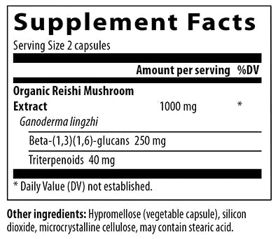 Reishi Mushroom Extract Capsules (Real Mushrooms) supplement facts