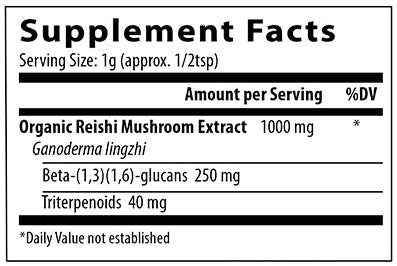 Reishi Mushroom Extract Powder (Real Mushrooms) supplement facts