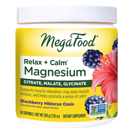 Relax + Calm Magnesium Powder-Blackberry Hibiscus Oasis (MegaFood)