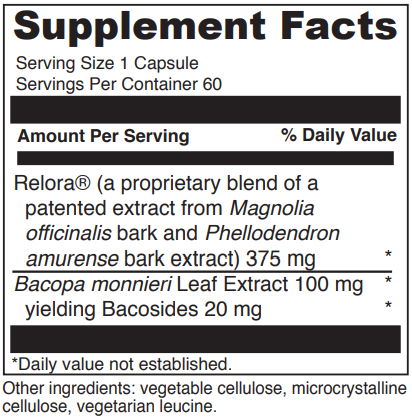 relora with bacopa davinci labs supplement facts