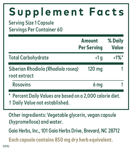 Rhodiola Rosea 60 Count