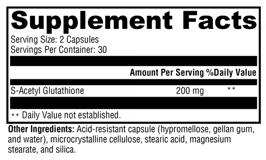 S-Acetyl Glutathione (Xymogen) Supplement Facts