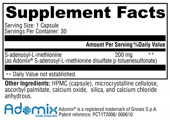 SAM-e (Xymogen) Supplement Facts