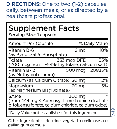 SAMe + CoFactors 200 mg (Metabolic Maintenance) supplement facts