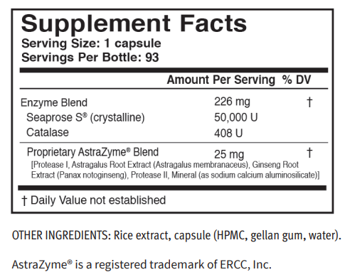 SEAXYM Master Supplements (US Enzymes) supplement facts