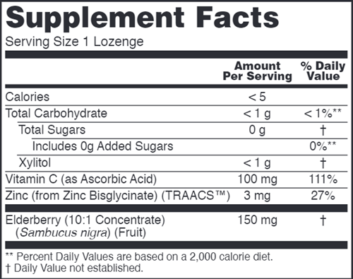 Sambucus Zinc-C (NOW) Supplement Facts