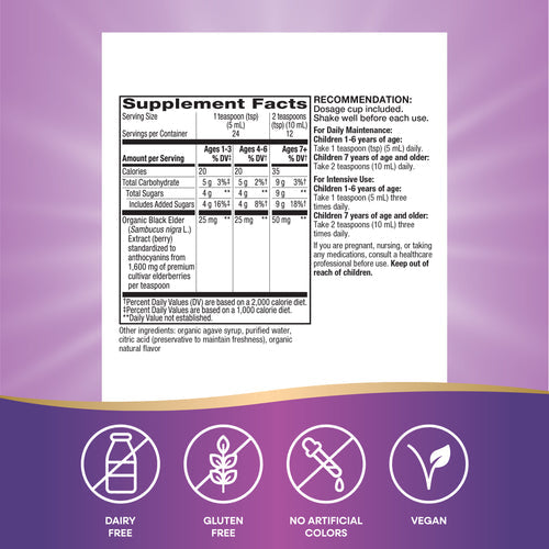 organic sambucus syrup for kids nature's way supplement facts