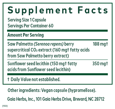 Saw Palmetto Berry (Gaia Herbs Professional Solutions) supplement facts