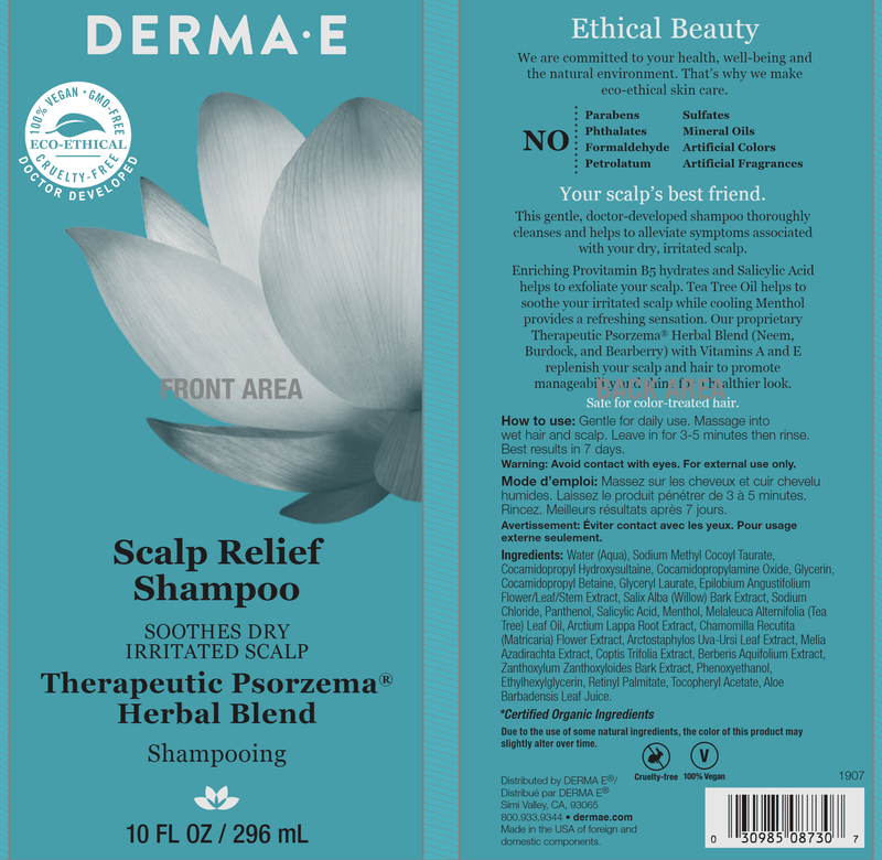 Scalp Relief Shampoo (DermaE) label