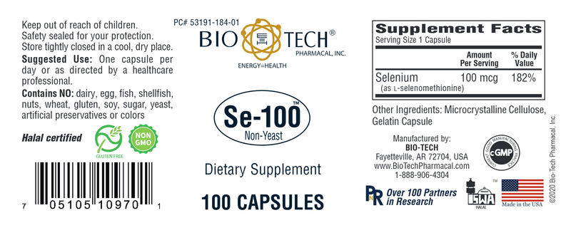 Se-100 (Non-Yeast) label Bio-Tech Pharmacal