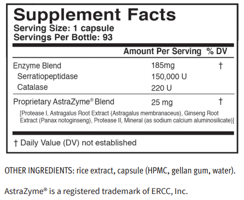 SerraXym Master Supplements (US Enzymes) supplement facts