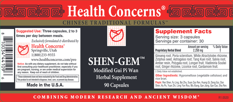 Shen-Gem (Health Concerns) Label