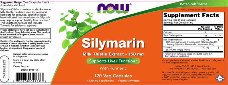 Silymarin 150 mg (NOW) Label