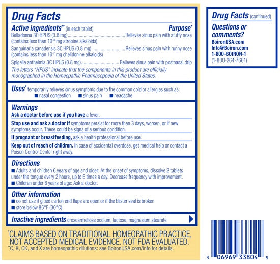 sinuscalm boiron drug facts