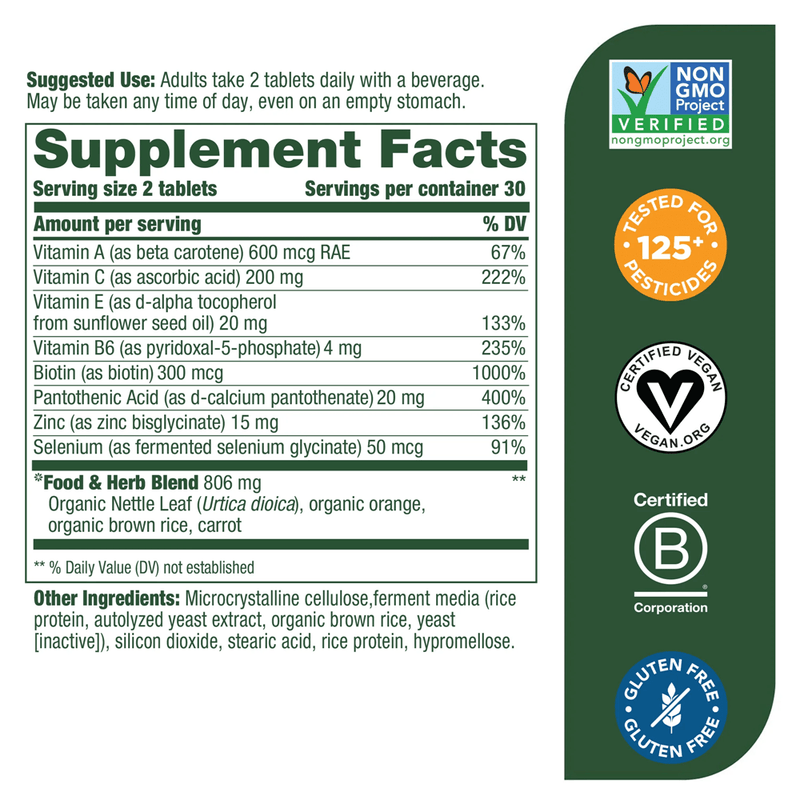 Skin Nails & Hair 2 (MegaFood) supplement facts