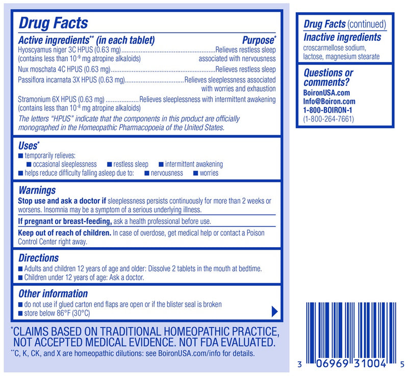 sleep calm boiron drug facts