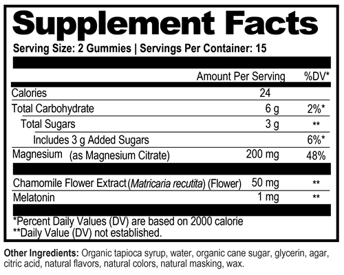 Sleep Magnesium Gummies Natural Stacks supplement facts