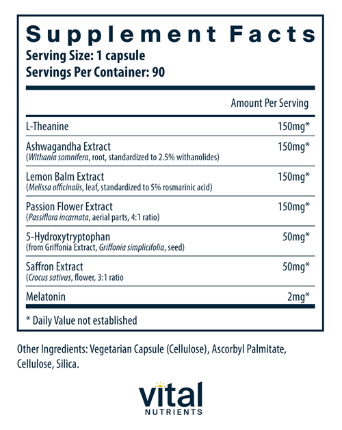 Sleep + Recover (Vital Nutrients) supplement facts