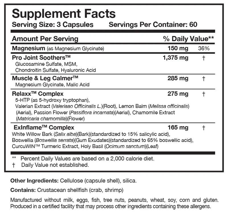 Soothe & Relaxx Researched Nutritionals supplement facts