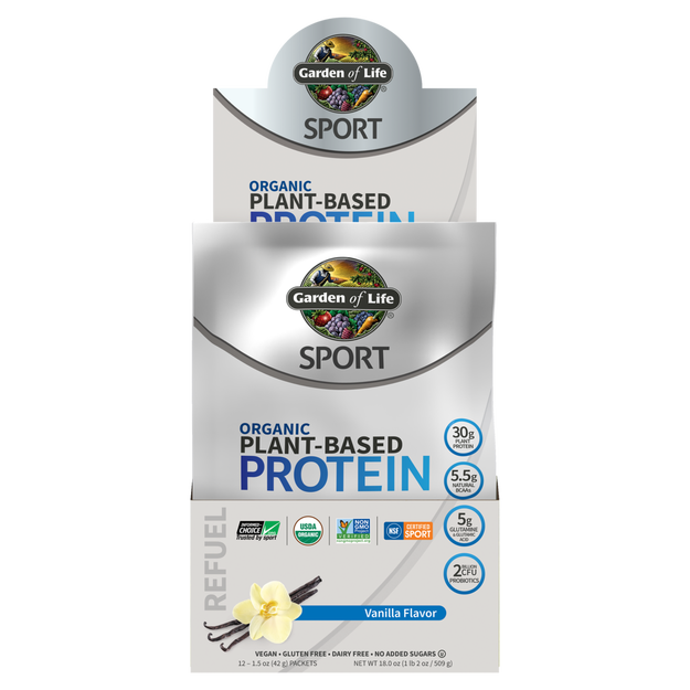 Sport Organic Plant-Based Protein Vanilla Packets (Garden of Life) Front