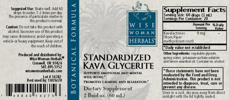 Standardized Kava Glycerite Wise Woman Herbals products