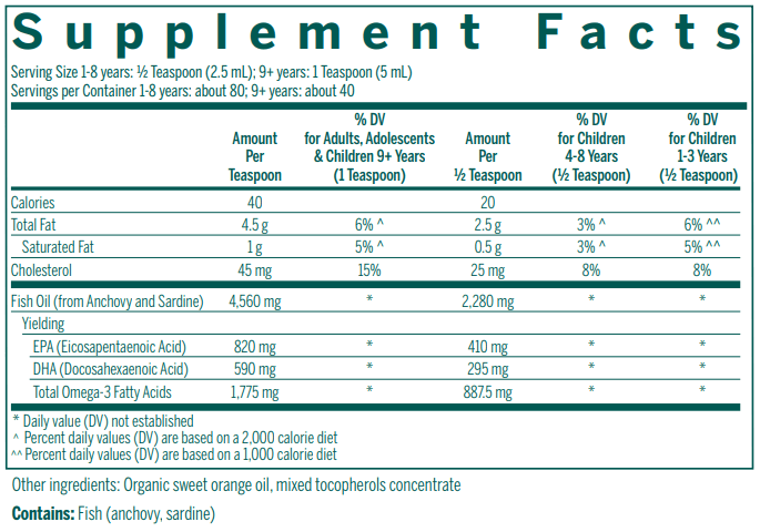 Super EFA Liquid 6.8oz supplement facts Genestra