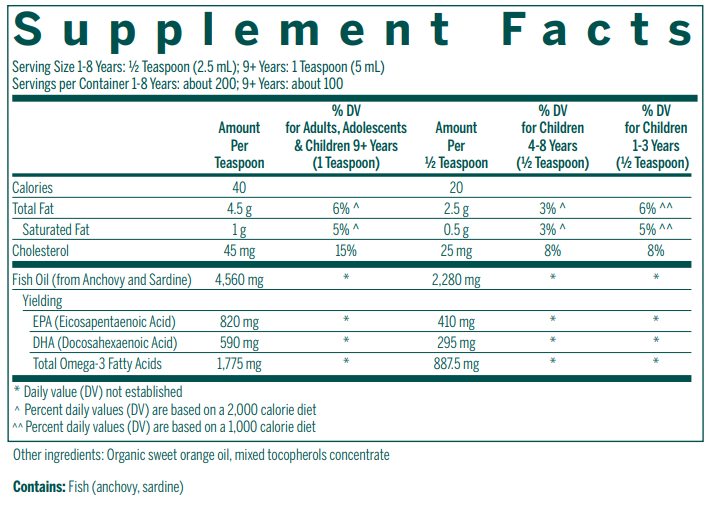 Super EFA Liquid 16.9oz supplement facts Genestra