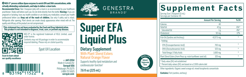 Super EFA Liquid Plus label Genestra