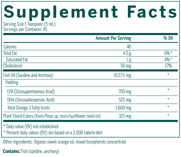 Super EFA Liquid Plus supplement facts Genestra