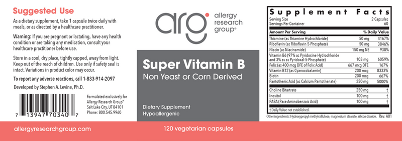 super vitamin b allergy research group label