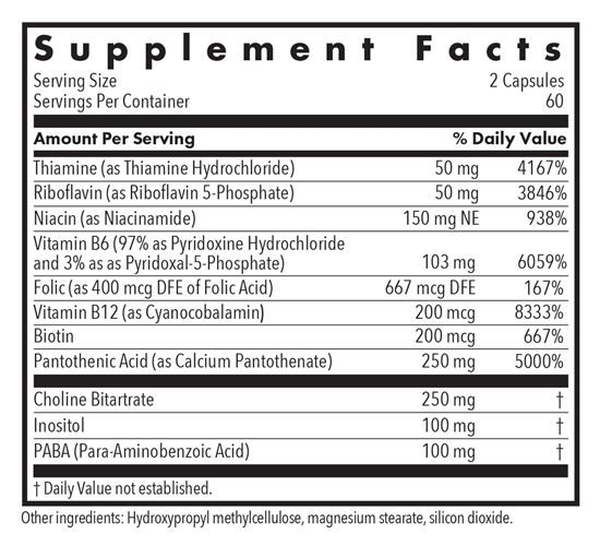 super vitamin b allergy research group supplement facts