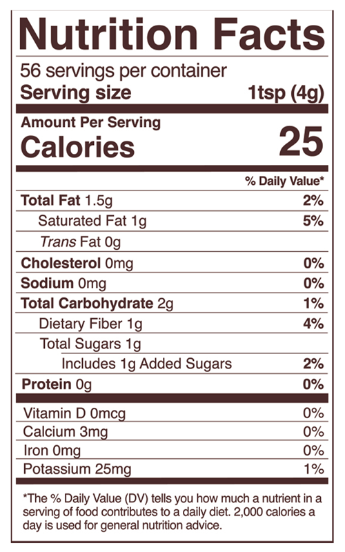 Sweet Cacao Nibs Organic Foods Alive nutrition facts