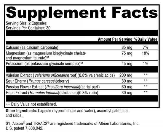 SynovX Calm (Xymogen) Supplement Facts