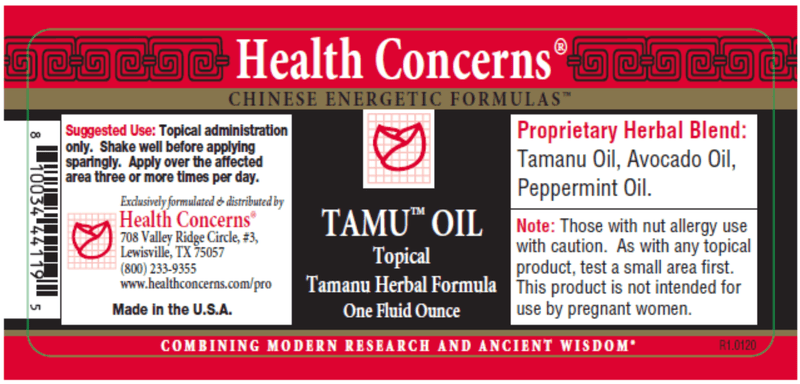 Tamu Oil (Health Concerns) Label