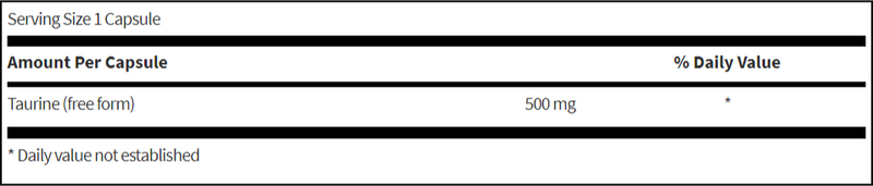 taurine sfi health supplement facts