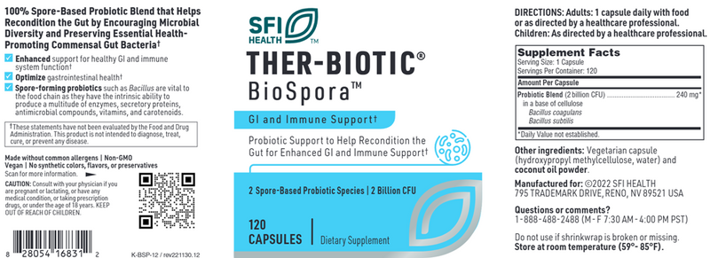 Ther-Biotic Biospora (SFI Health) Label