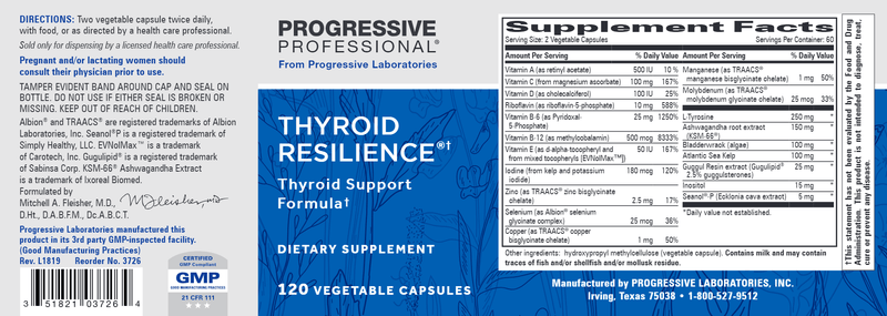 Thyroid Resilience (Progressive Labs) Label