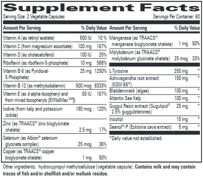 Thyroid Resilience (Progressive Labs) Supplement Facts