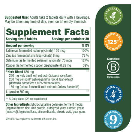 Thyroid Strength 60ct (MegaFood) supplement facts