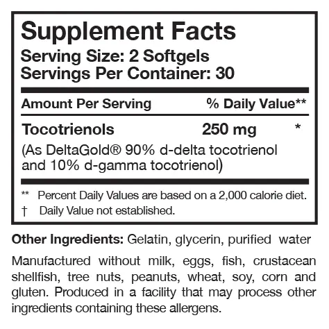 TocoPure D&G Researched Nutritionals supplement facts